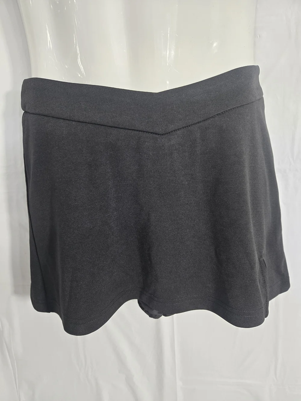 Cider Black V-Waist Mini Skirt with Short Under